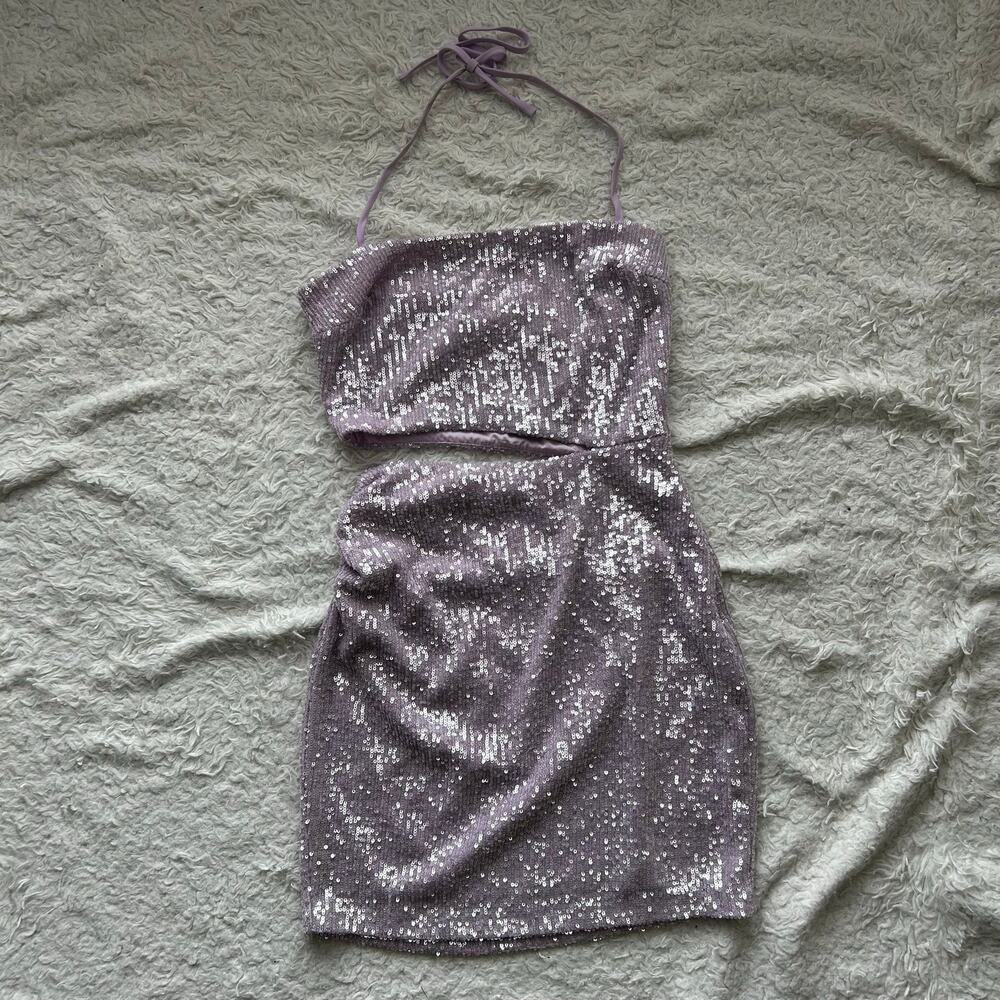 Amanda Uprichard Lavender Brinley Sequin Mini Dress Size XS